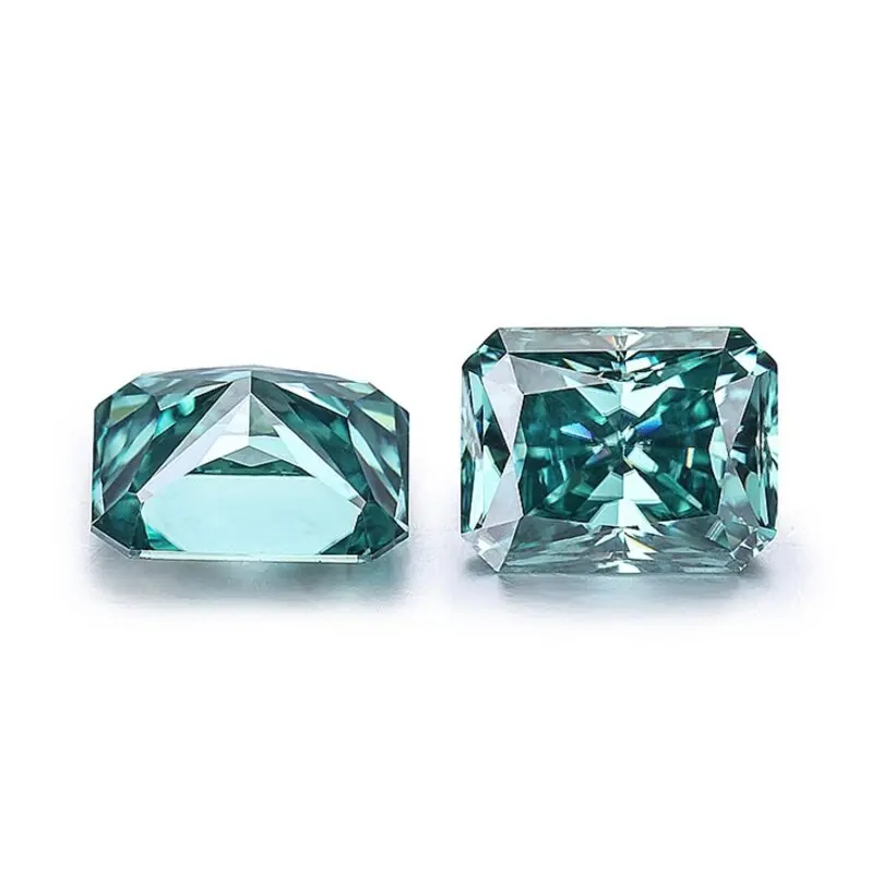 synthetic Moissanite Stone with GRA Certificate Loose Green Color Radiant Cut   Free Shipping  for Women Jewelry Ring Making