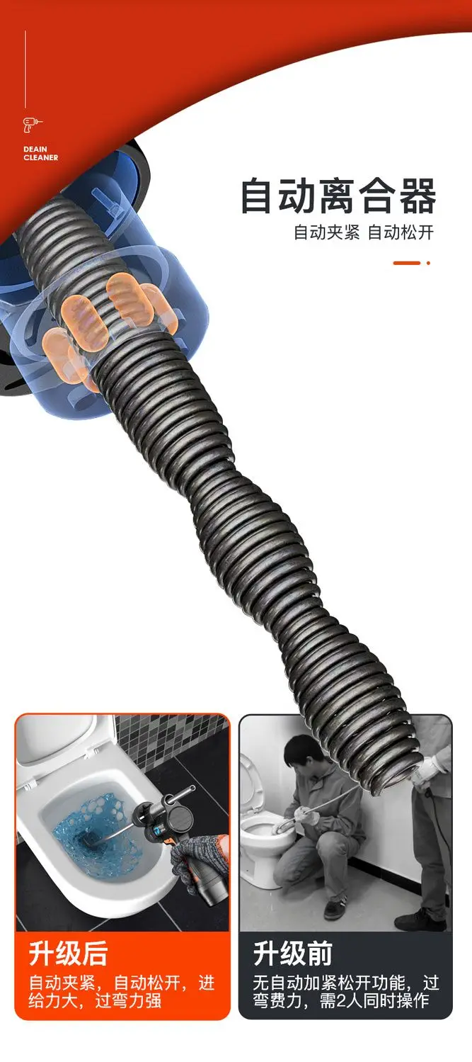 Cleaning Tool 12V Professional Pipe Dredge Machine Electric Drill Sewer Dredger