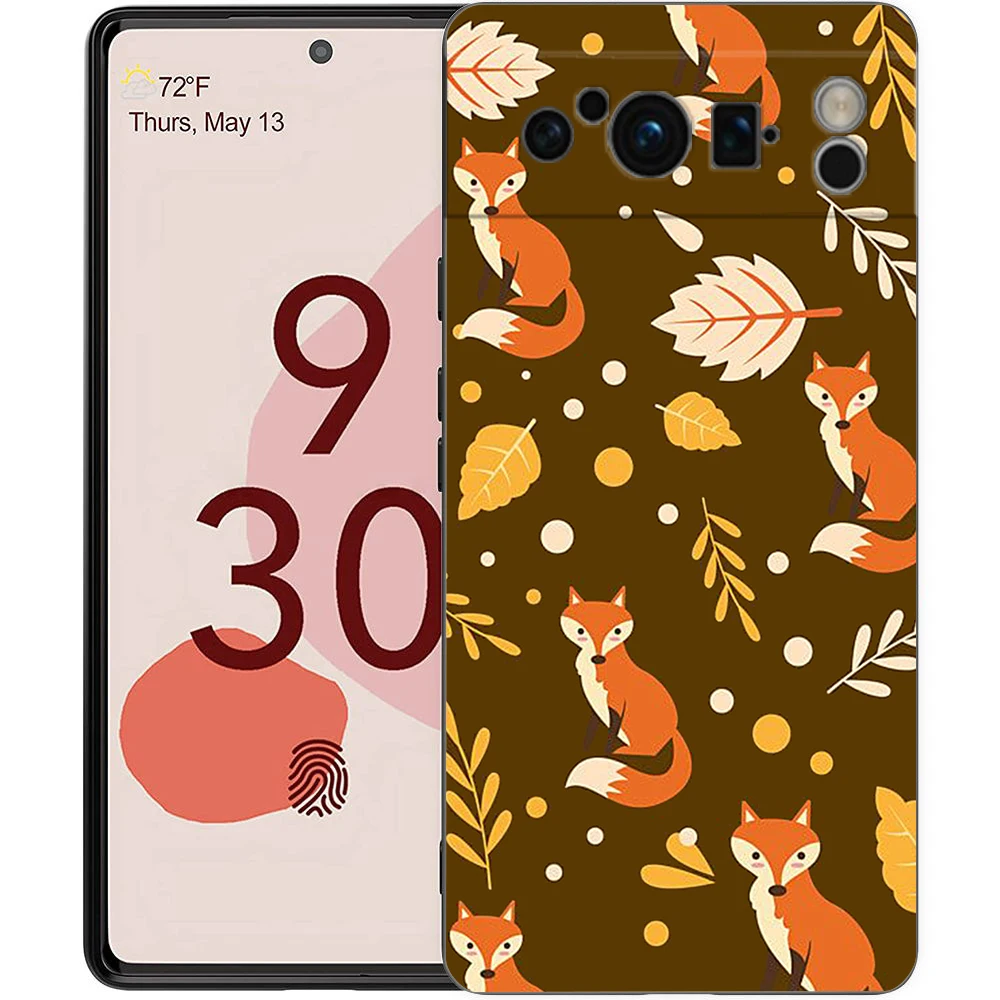 Autumn Fox Pumpkin Halloween Themed Shockproof Phone Case – Soft Silicone Black Cover