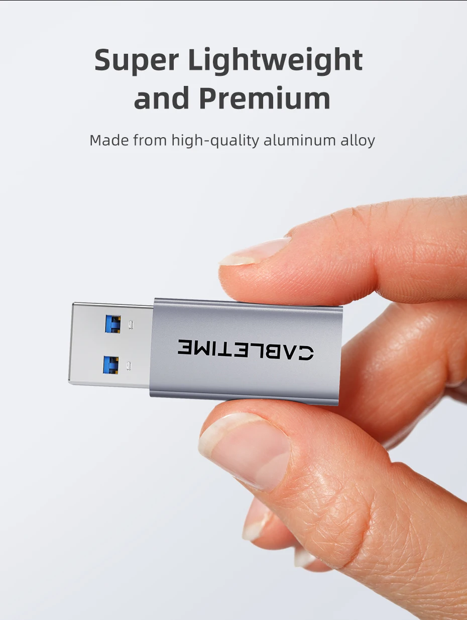 CABLETIME 10 Gbit/s USB-auf-Typ-C-OTG-Adapter Gen 2 Hochgeschwindigkeits-Datenübertragung USB-C-Stecker auf A-Buchse für MacBook Pro iPhone 16 iPad – Detail 20