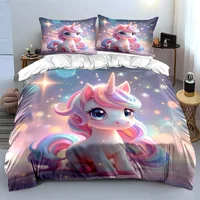 Ensemble de jouets licorne pour enfants, plusieurs tailles, pour chambre d'enfant et d'adulte, magnifique ensemble de literie 3 pièces, cadeau 2
