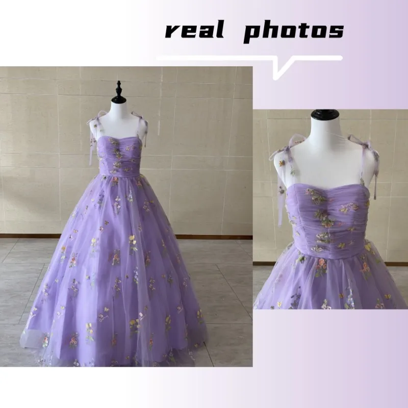 Champagne Quinceanera Dresses Fashion Spaghetti Strap Floor-length Ball Gown Dress Sweet Embroidered Small Flowers Prom Dresses