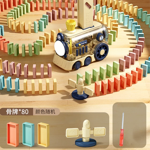 Kids Electric Domino Train Set Automatic Laying Colorful Domino Train with Lighting Sound Effects DIY Toys Kids Birthday Gifts 4