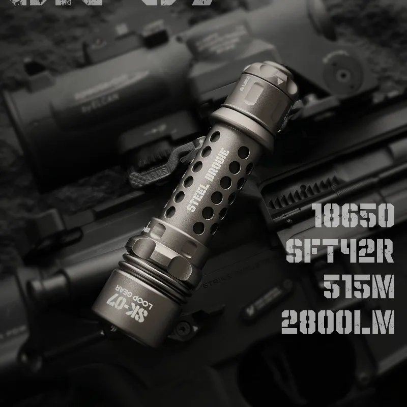 루프 기어 SK07 전술 손전등 레트로 하드코어 장거리 풀 폴 이어 배터리 3000mAh 350 루멘 기계식 잠금 손전등