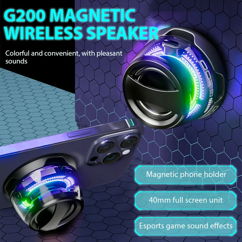 Description Picture 2 of itemPortable Bluetooth Speaker HECATE G200 RGB Lighting Magnetic Speaker BT5.3 Mini Sound Box 5- 7 Hours Playback Phone Holder