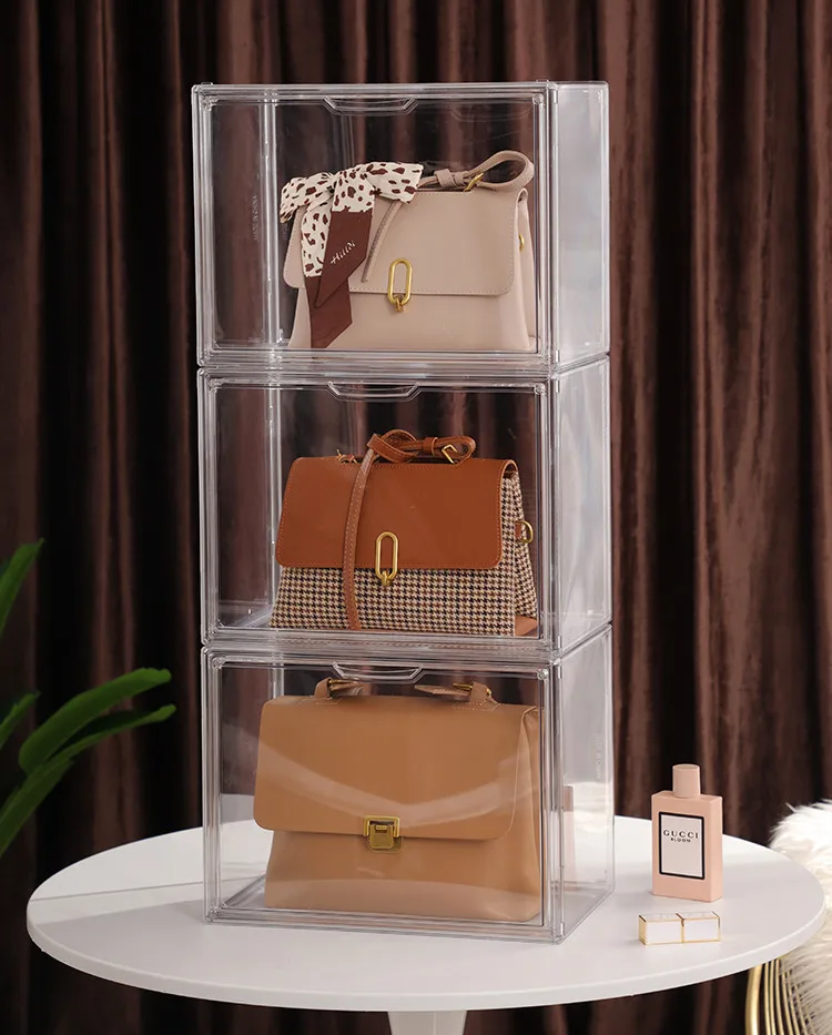Luxury Handbag Display Box Dustproof Bag Organizer Transparent Acrylic Lady  Bag Storage Box Home Decor Handbag Showbox