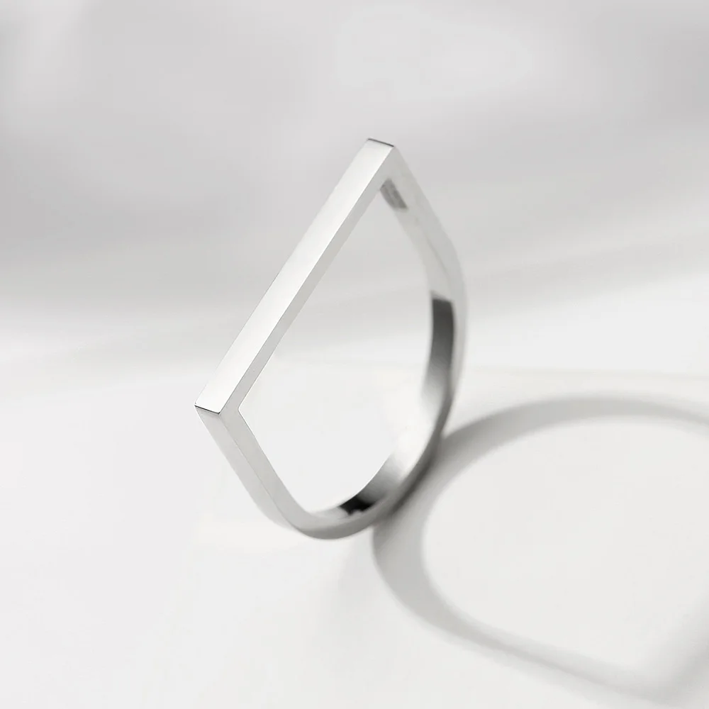 Hip Hop Stainless Steel Rings Women Ladies Simple Geometric Punk Finger Rings