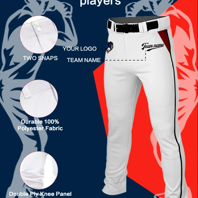 Baseball Pants with Pockets For Men Youth Solid Color Training Trousers Casual Running Hiking Pants