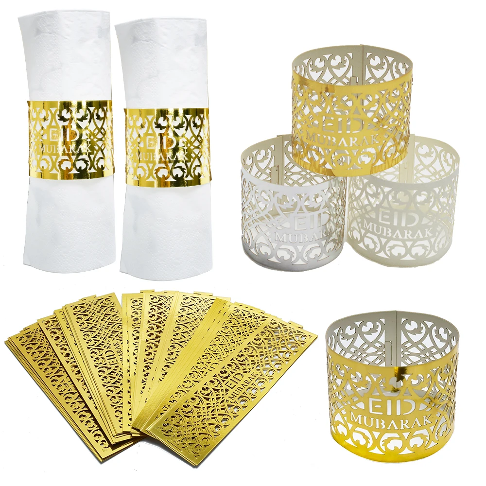 25 Stücke Eid Mubarak Serviettenringe Gold Silber Ramadan Serviettenhalter Muslim Eid Party Tischdekoration Ramadan Dekoration 2026