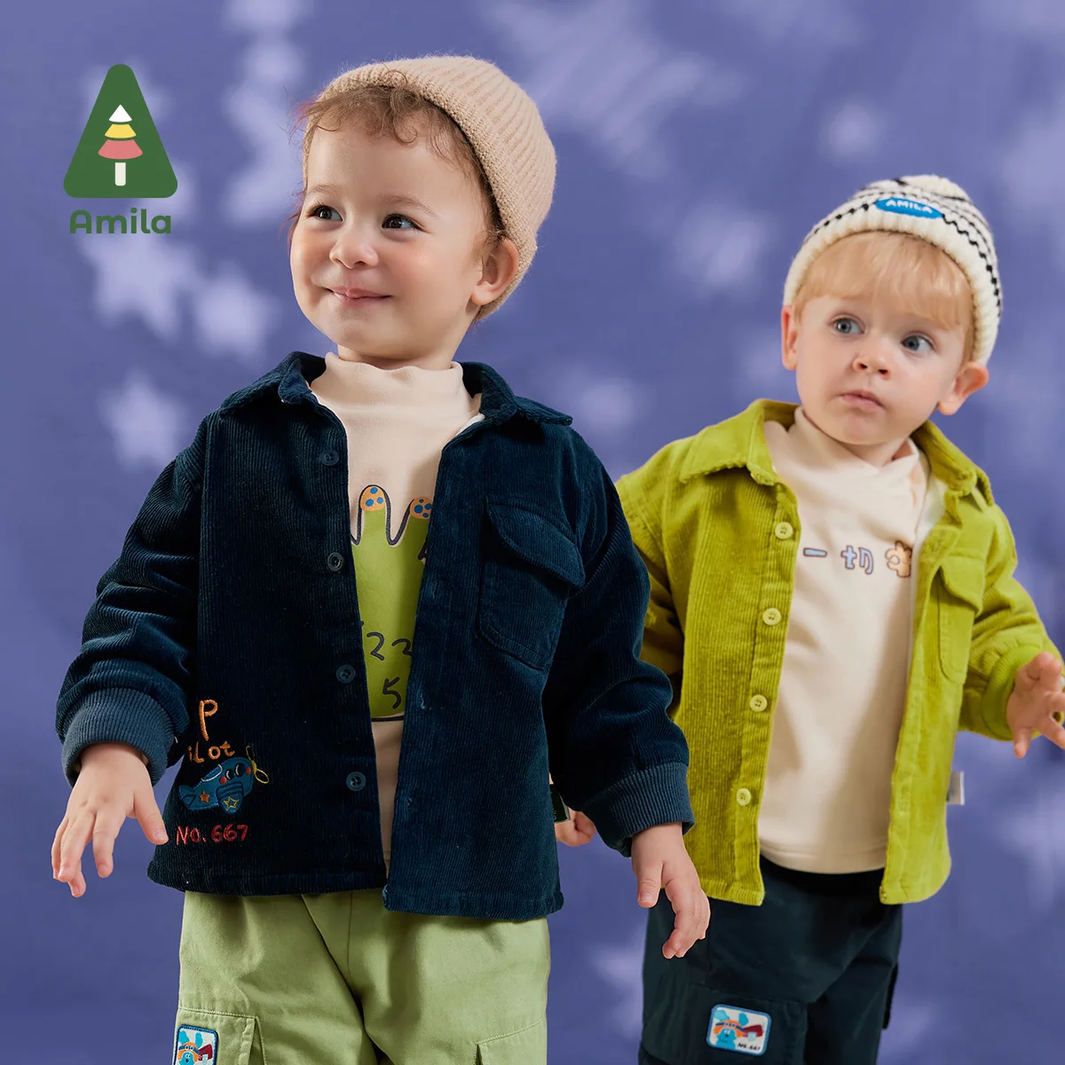 Amila Baby Boy Shirt Winter New Multicolour Fleecing Embroidery Fashion Warm Children's Formal Blouse Baby Clothing