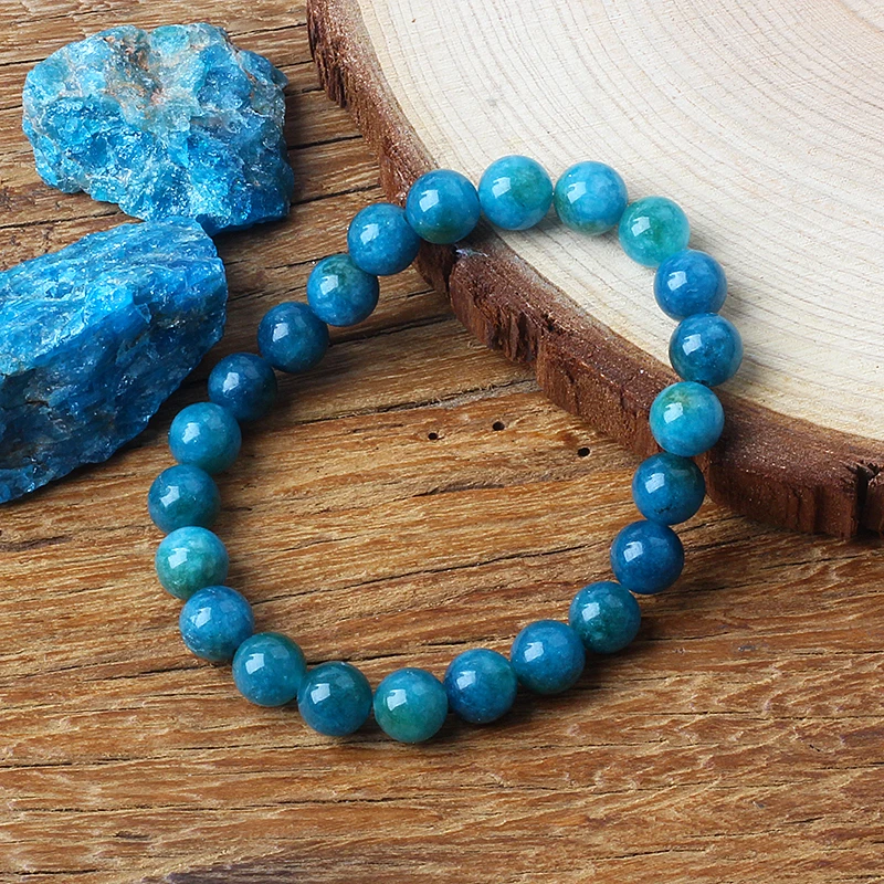 Original Reiki Blue Apatite Beads Bracelets Men Women Natural Stone Blood Circulation Stimulate Enthusiasm Health Care Jewelry