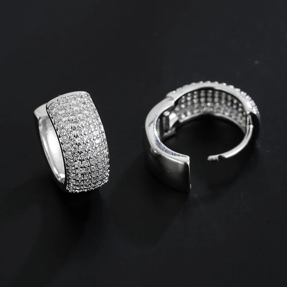 Luxury Zirconia Pave Wide Big Hoop Earrings Close-up