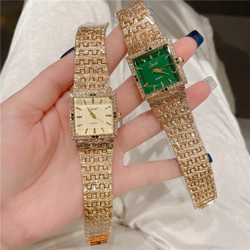 Luxury Watch For Women Vintage Square Bracelet Watch Diamond Dial Quartz Steel Band Women Watch Free Shipping Reloj Para Mujer