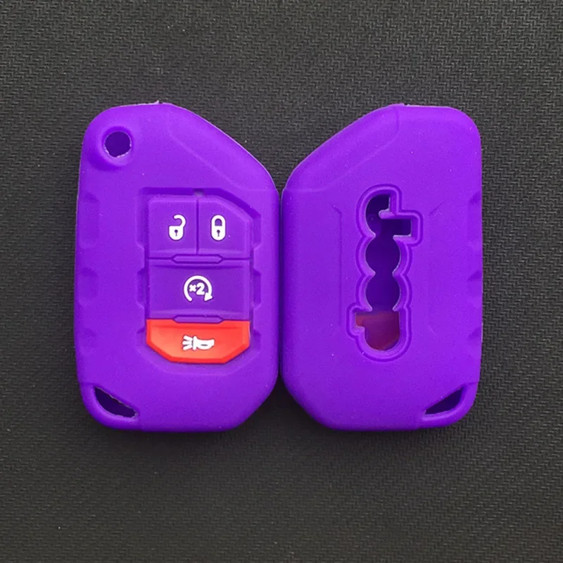 5color 4 Buttons silicone Remote Smart car Key Case Chain Cover Jeep Wrangler JL JLU Key Sleeve Protector Case key case key case cover