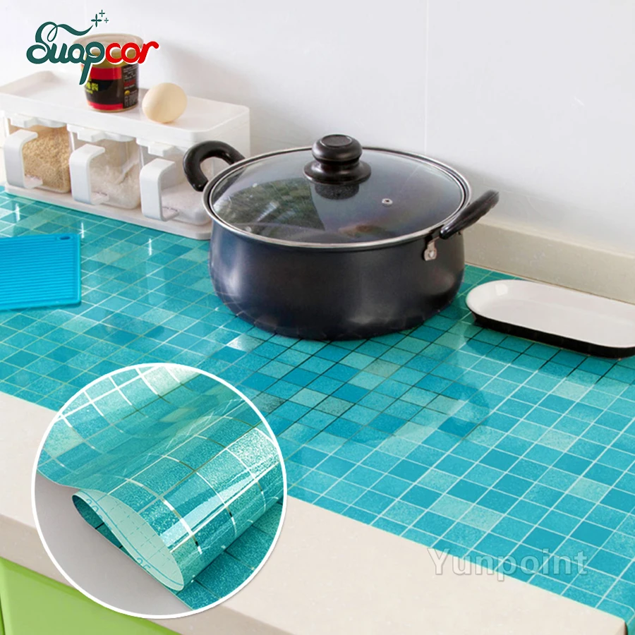 Kitchen Oil-Proof Sticker Waterproof Self-Adhesive Wallpaper Moisture-Proof Stove Countertop Cabinet Renovation Tile Mosaic Film