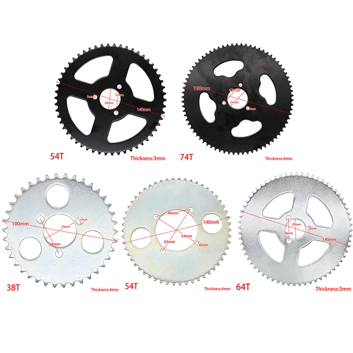 38T 54T 64T 74T T8F 35MM Rear Sprocket Mini Moto ATV Quad Dirt Pit Pocket Bike Cross 47cc 49cc Parts engine sprocket