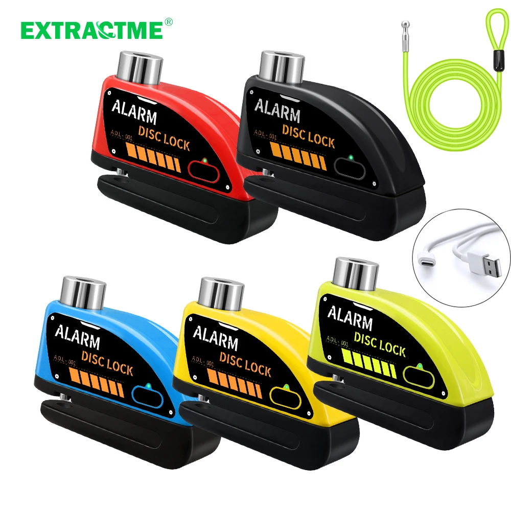 

Extractme Motorcycle Disc Lock Bike Padlock Motorcycle Wheel Alarm Waterproof Scooter Alarm Lock Anti-Theft Padlock Alarm Lock
