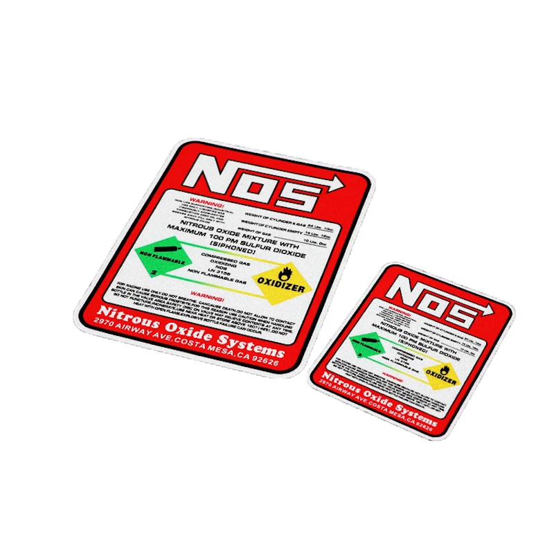 S211 NOS Nitrous Oxide Systems Reflective Warning Stickers Waterproof Decals Car Fire