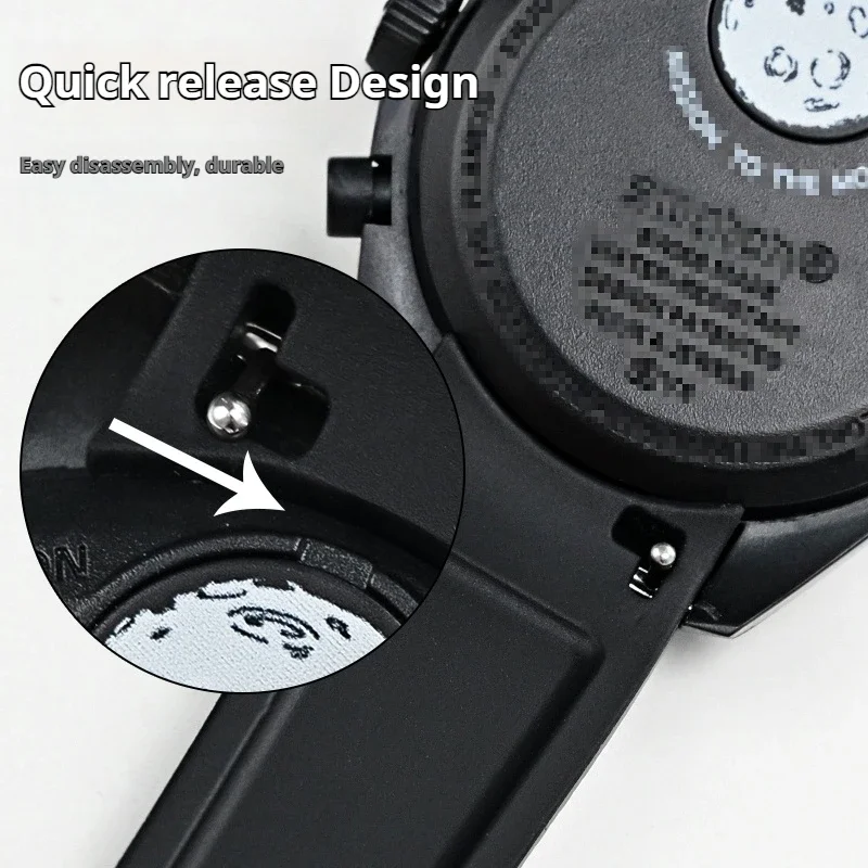 Curved End Silicone Quick Release Watch Band - 20mm Rubber Strap