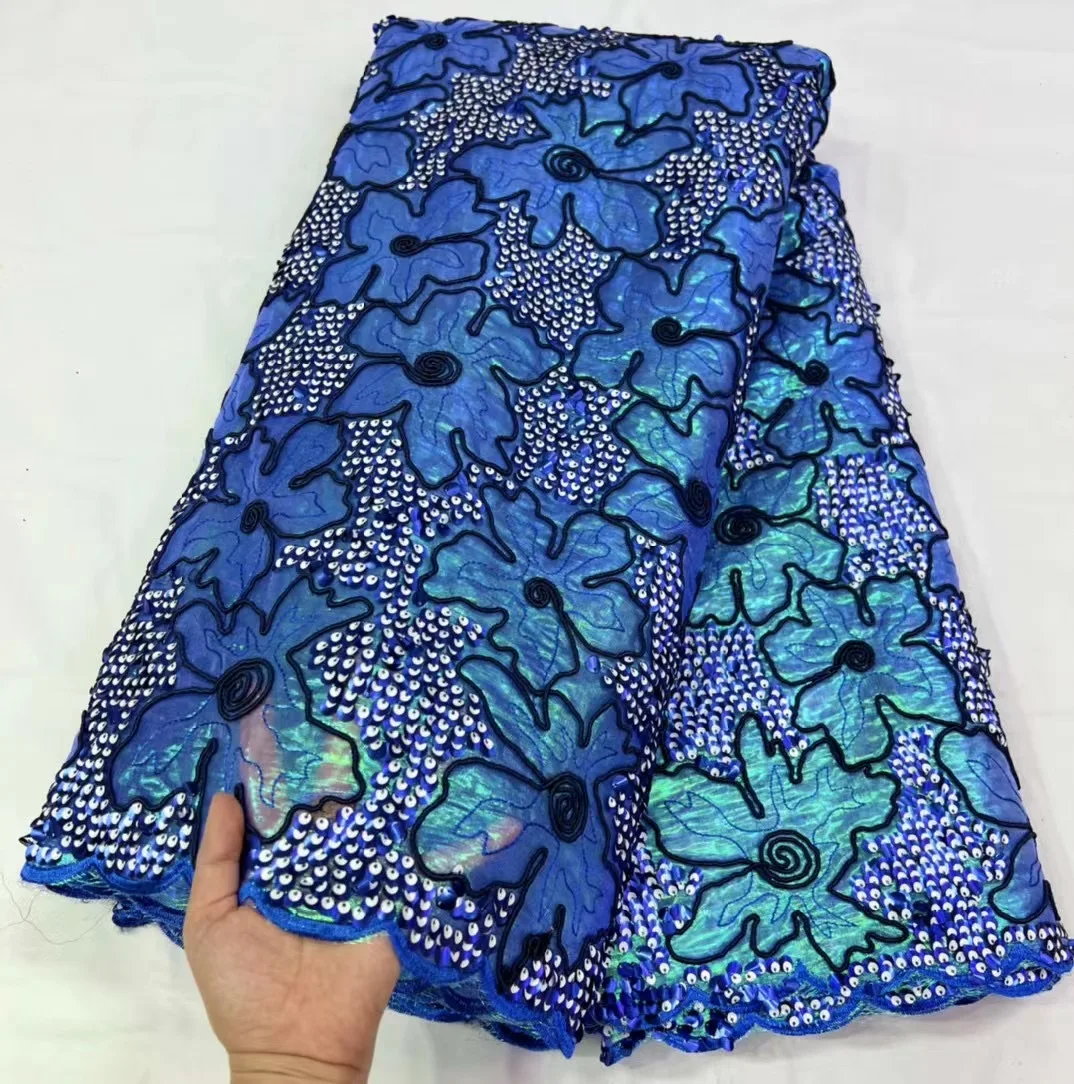 

African Lace Fabric 2023 High Quality Lace French Nigerian Sequins Lace Fabrics for Wedding Sewing NMH5405