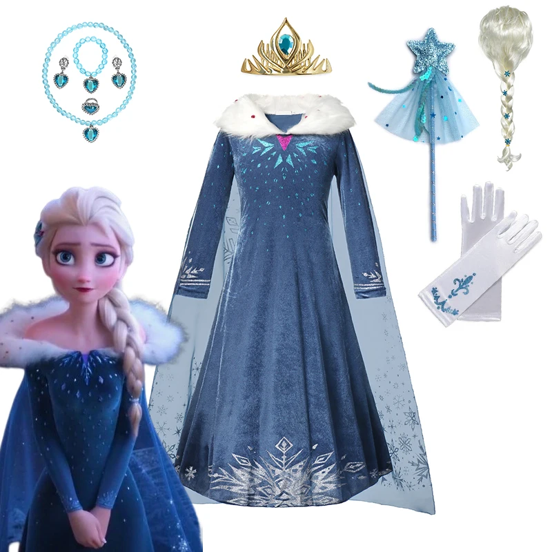 

Disney Frozen Girls Dress Elsa Princess Cosplay Costume Kid Fancy Children Gowns Vestidos Snow Queen Disney Vestidor