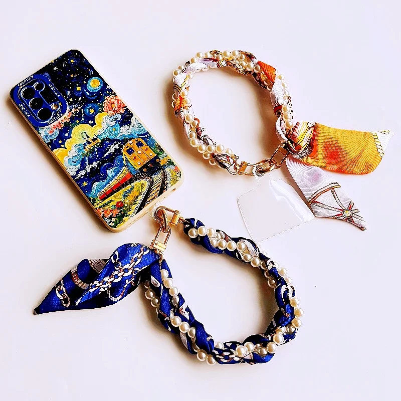 Elegant Beaded Handmade Phone Charm Bracelet with Scarf-Style Design - Perfect Gift