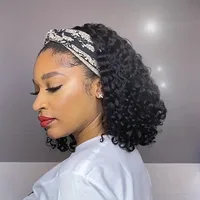 Perruque bandeau sans colle 100 % cheveux humains brésiliens Remy, densité 200 %, ondulée, bouclée, fabriquée à la machine pour femmes 3