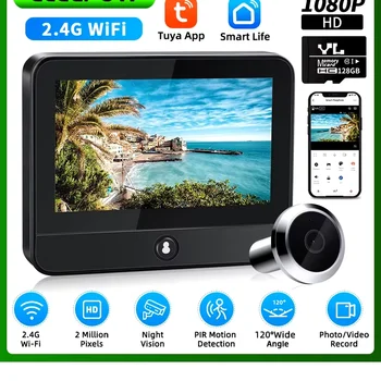 Elecpow Tuya Smart wifi Radar Porta digitale Peepholes Telecamera Occhio 4.3 pollici 1080P Videocitofono Campanello PIR Visione notturna Rilevazione movimento