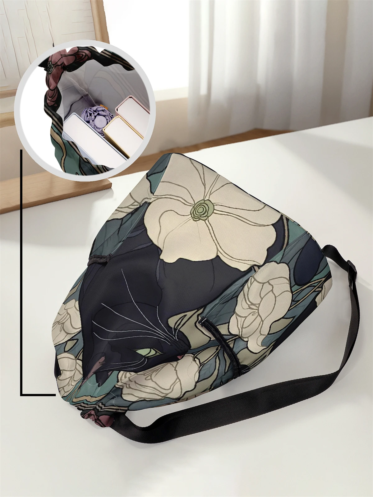 Cute Cat Pattern Printed Drawstring Backpack - Large Capacity Durable Fitness Bag, Sports Beach Backpack