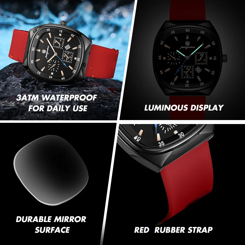 Luxury Silicone Strap Quartz Wrist Watch with Large Dial - Unisex Fashion Timepiece