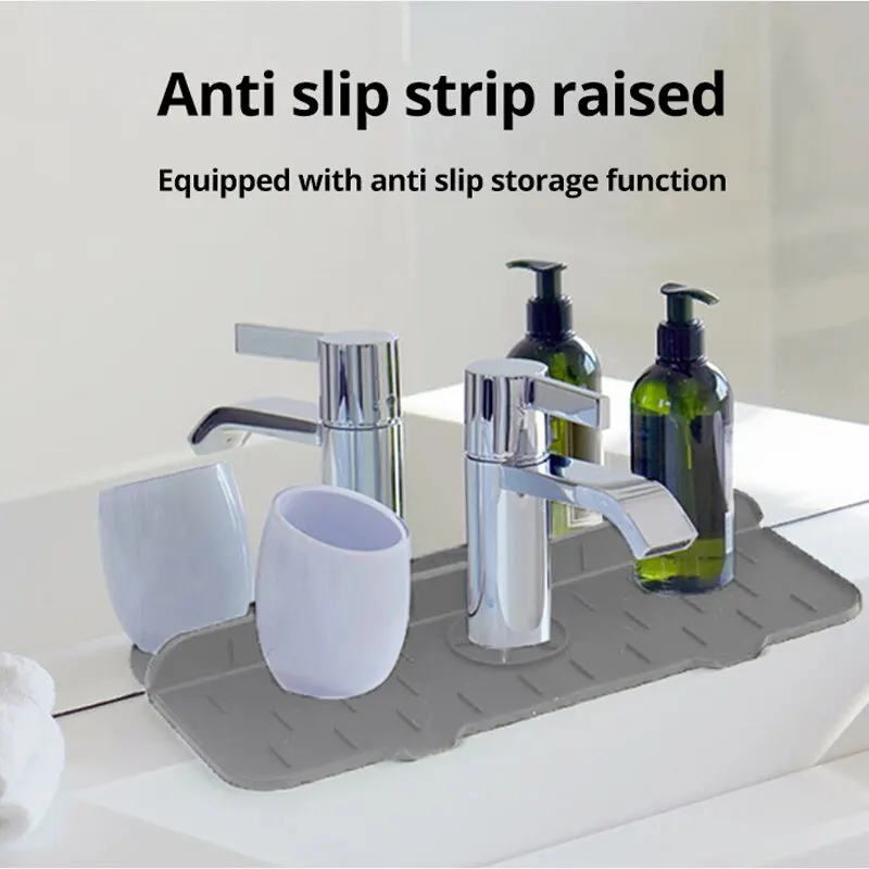1PC 37X14CM Kitchen Faucet Absorbent Mat Sink Splash Guard Silicone Drainage Drying Pad Countertop Protection kitchen sink pad