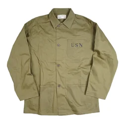 Chaqueta HBT USN de la Segunda Guerra Mundial para hombre, traje de madera contrachapada del ejército, camisa caqui para correr, chaqueta de entrenamiento al aire libre