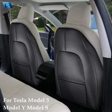 Para Tesla Model 3 modelo Y Modelo S, negro, rojo, blanco, cuero PU, protectores de patadas, cubiertas de respaldo de asiento completamente rodeadas