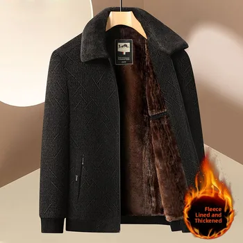Casual Midlife Men's Chenille Jacket Versatile Top Casual Dad Jacket Turn-down Collar Style Wear-resistant Windproof Zipper C...