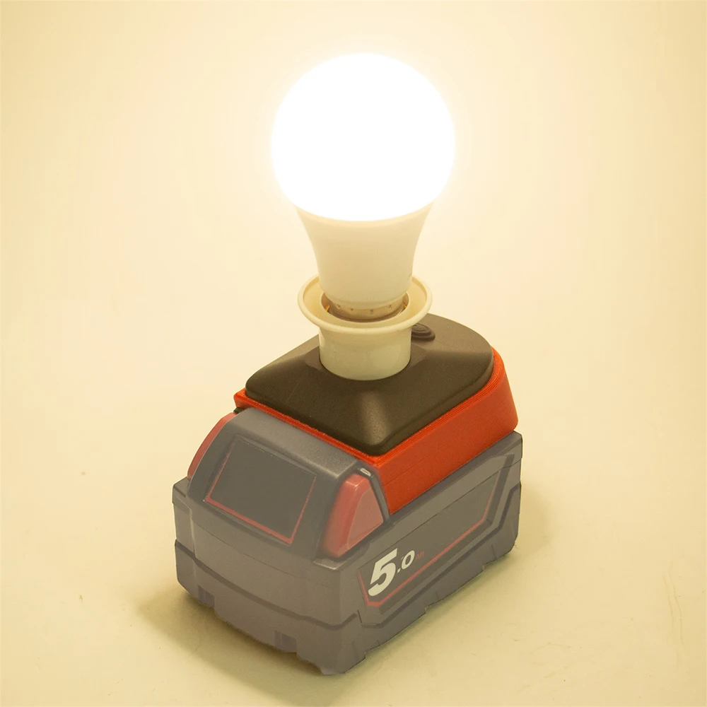 5W LED Bulb E27 Portable Light Bulb for Milwaukee 18V Lithium Battery Home Bedroom Christmas Party Decoration(NO Battery )