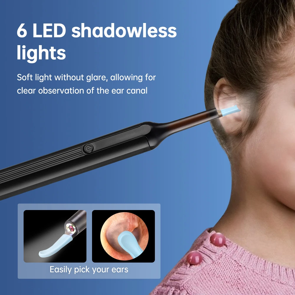 Smart Visual Ear Wax Cleaner For Baby Adult 30W HD Camera Earwax Removal Endoscope Ear Cleaning Tools Ear Spoon 6 LED Light