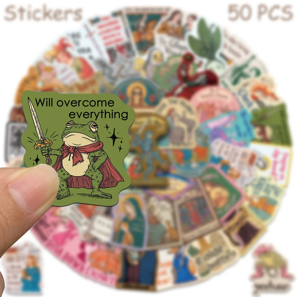 50pcs 레트로 중세 스티커 데칼 노트북 스크랩북 가방 스케이트 보드 헬멧 DIY 낙서 방수 스티커 선물
