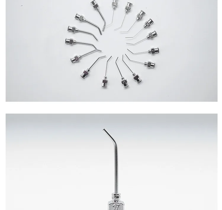 1-inch 45 degree bent metal injection needle tube, stainless steel dispensing needle, dispensing needle distributor accessories