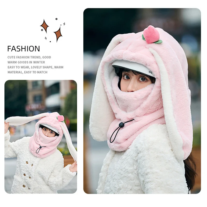 New Cartoon Rabbit Ear Ski Helmet Cover Comfortable Soft Cycling Skiing Helmet Hat Lovely Winter Warm Plush Cap for Girl Women ski helmet