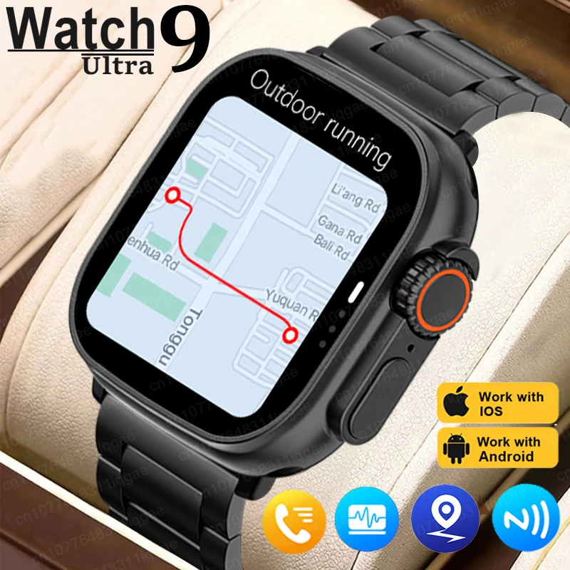 Smartwatch de tela amolada para homens e mulheres, GPS, 9 Ultra, DT, 49mm, alta taxa de atualização, carregamento sem fio, Android, IOS, novo, 2022