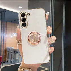 Elegant Diamond Bling Ring Holder Phone Case with Stand Cover - S20 (White)