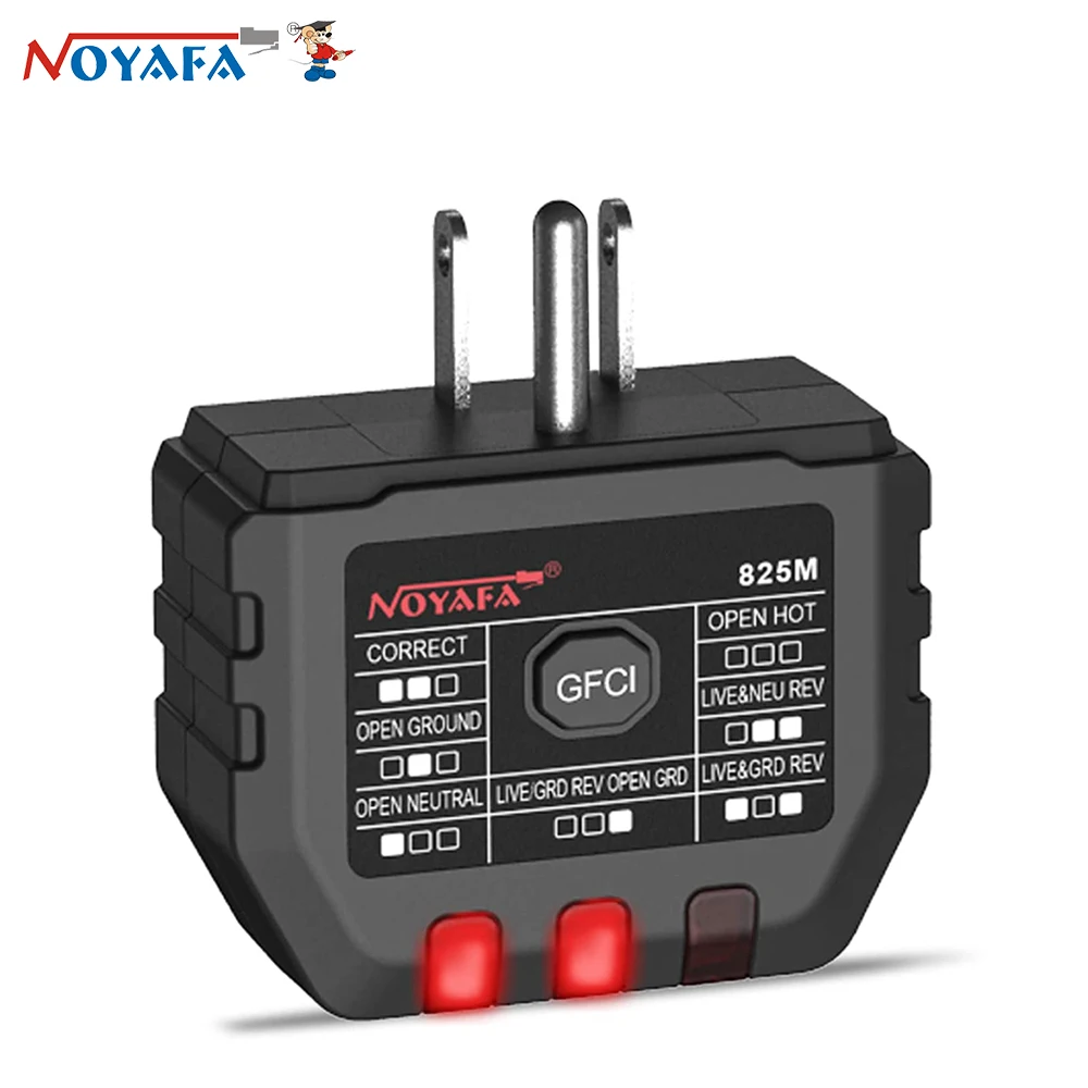 

NOYAFA NF-825M Socket Tester GFCI Plug Tester Standard US Electrical Socket Detector with 7 Visual LED Display Tests