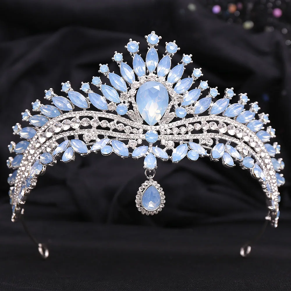 Luxury Silver Color Crystal Bridal Jewelry Sets Rhinestone Tiaras Crown Necklace Earrings Alloy Wedding Dubai Jewelry