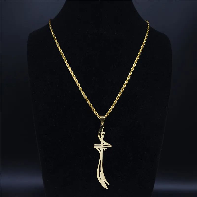 Imam Ali Arabic Sword Stainless Steel Necklaces for Men Gold Color