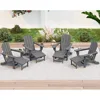 Folding Adjustable Adirondack Chair with Ottoman & 2 Cup Holders Set of 4,Multifunctional Adirondack Chair with Footrest 1