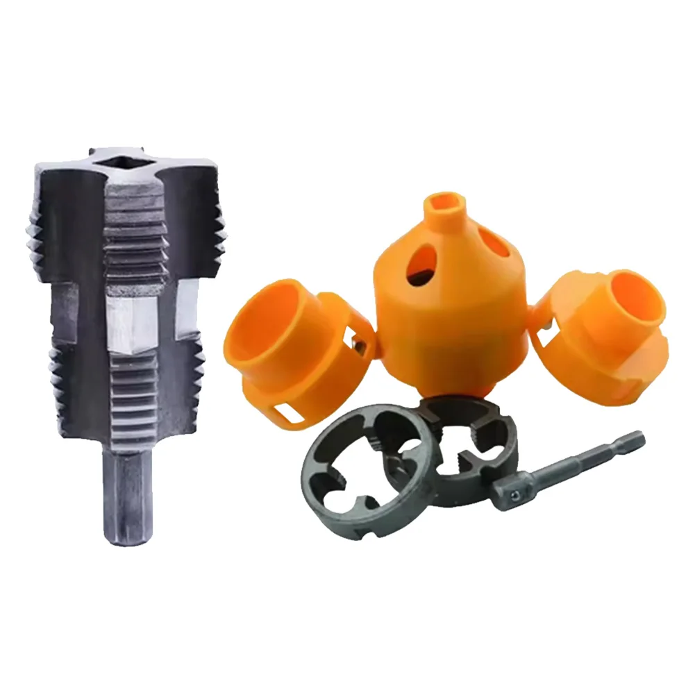 PVC/NPT 파이프 나사산 가공 키트 (1/2인치, 3/4인치, 1인치 다이스 포함) 배관용 PVC 나사산 공구, 수도관 플레이트 톱니 세트 (나사산 가공용)