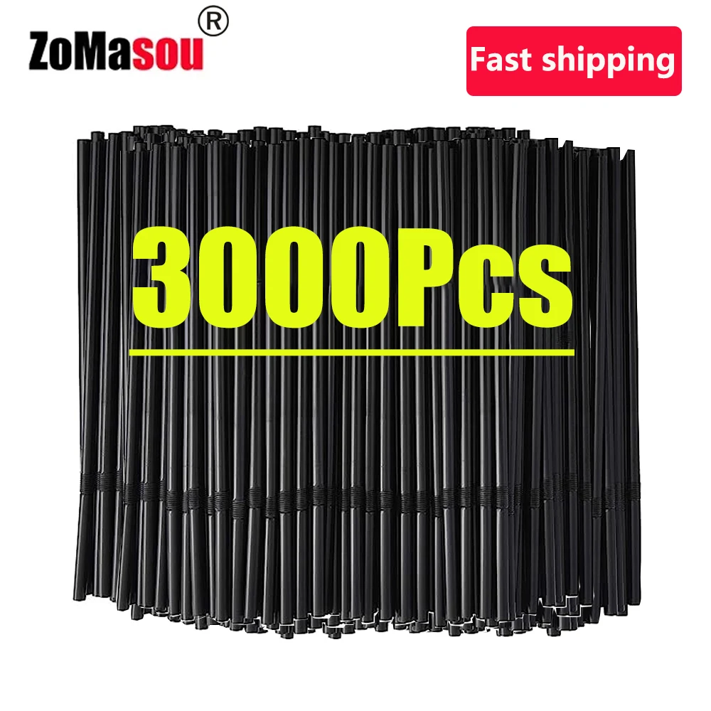 50/3000 Black Drinking Straws Colorful Wedding Party Milk Tea cocktail Straw for Bar Kitchen Beverage Home Wholesale Cola straw