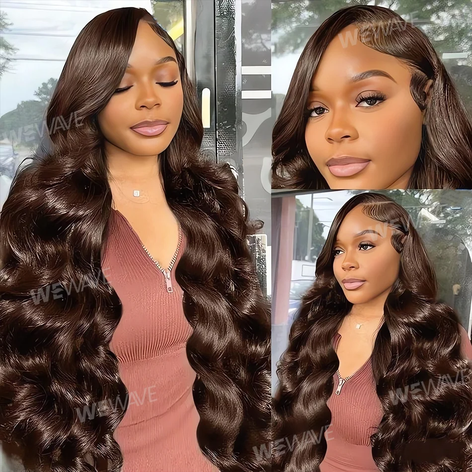 13x6 Body Wave Chocolate Brown Lace Front Wig 13x4 HD Lace Frontal Wigs For Women Colored Brazilian 100% Human Hair Wig 30 Inch
