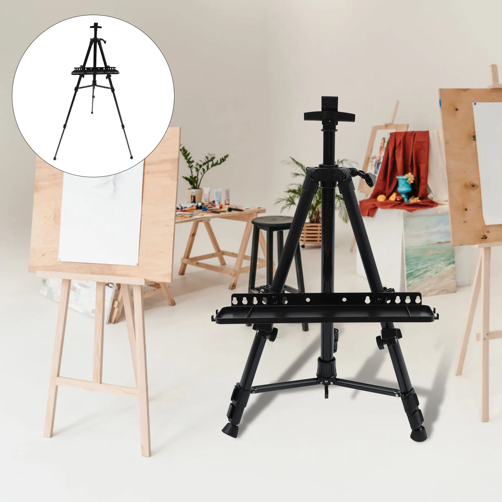Folding Easel Drawing Board Adjustable Height Tabletop Painting Stand Tray Desktop Tripod Sketching Display Rack Outdoors