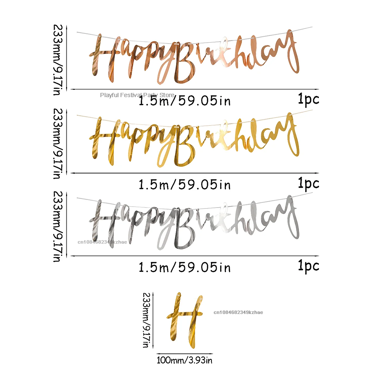 5m Glitter Happy Birthday Banner Kids Adults Birthday Party Decorations Supplies Sign Baby Shower Decoration